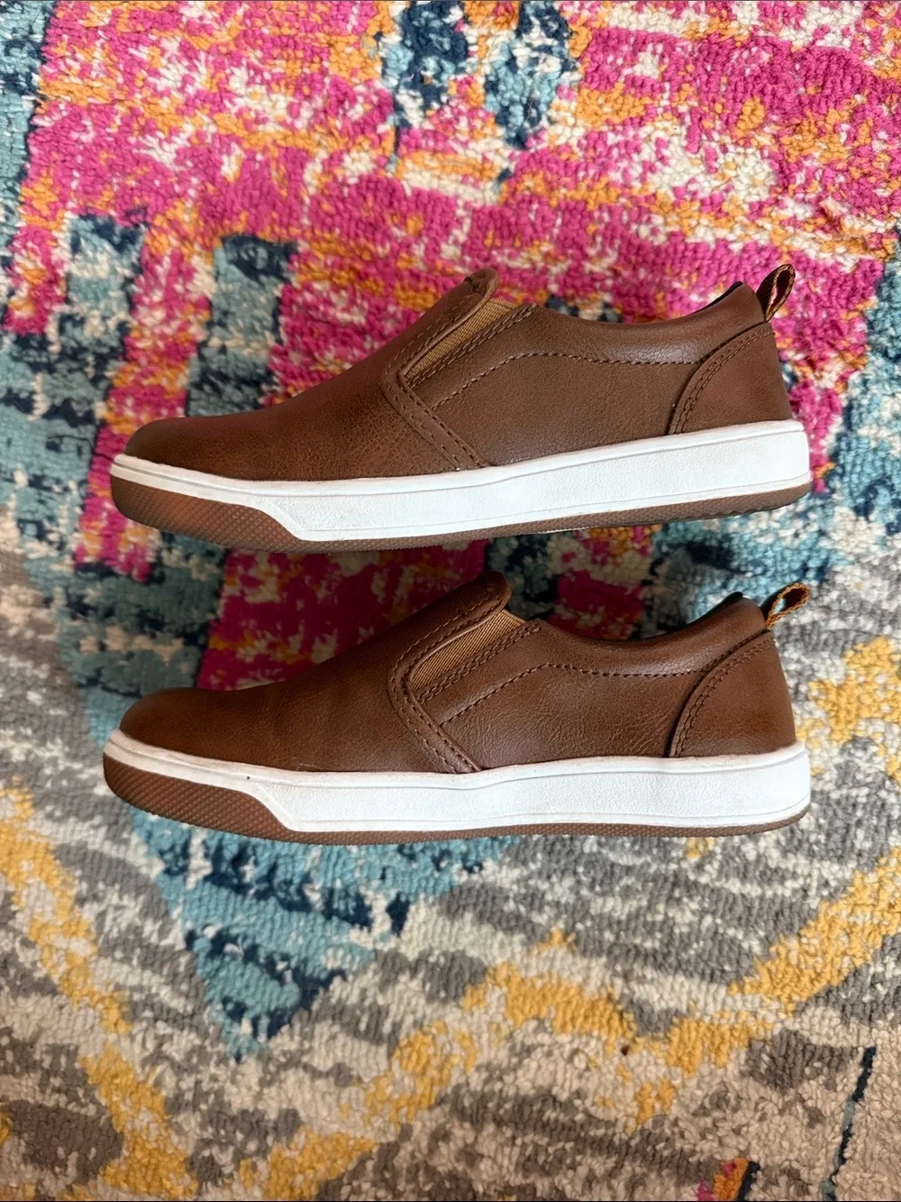 Sonoma Boys Size 13 Slip-On Casual Shoes — Brown with White Sole